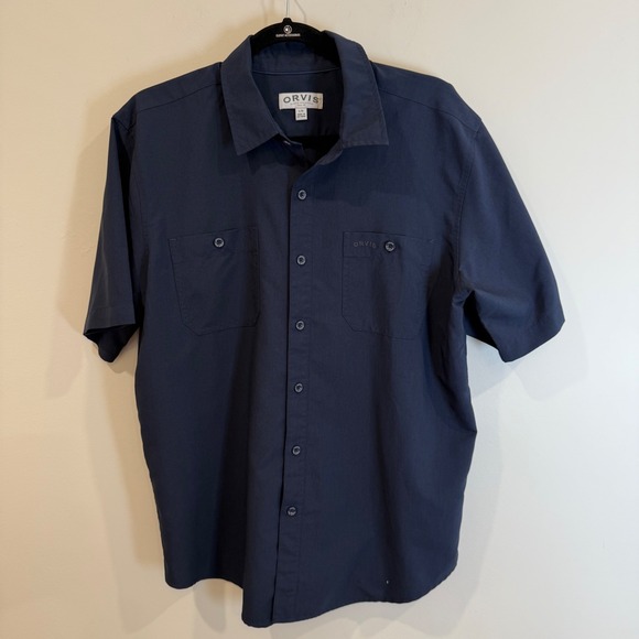 Orvis Other - ORVIS Mens Classic Collection Short Sleeve Button Up Shirt Navy L G Polyester